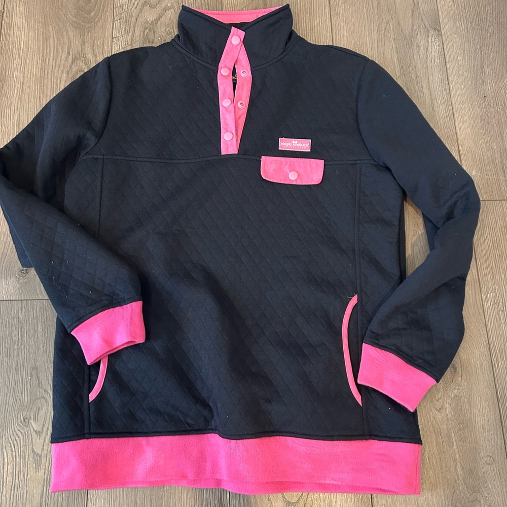 Simply Southern Black Jacket with Pink Trim size large